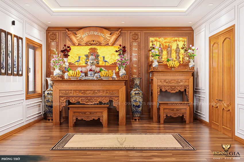 Mẫu bàn thờ Phật và gia tiên độc lập
