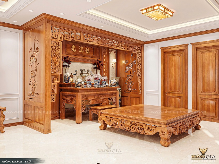 Ưu điểm của vách phòng thờ bằng gỗ