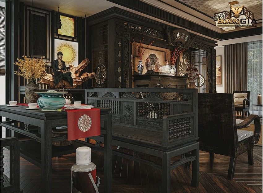 Mẫu vách phòng thờ gỗ truyền thống