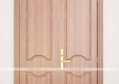 Mẫu cửa chính đẹp làm bằng gỗ gõ đỏ