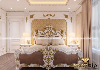 Mẫu thiết kế phòng ngủ phong cách tân cổ điển dát vàng