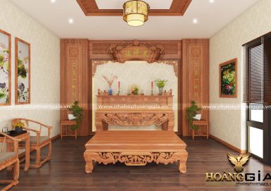 Cách trang trí phòng thờ thật trang nghiêm bằng gỗ gõ đỏ