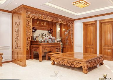 Tham khảo 7 mẫu vách ngăn phòng thờ bằng gỗ đẹp sang trọng