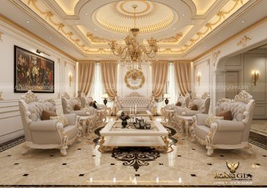 5 mẫu phòng khách tân cổ điển màu trắng xu hướng mới nhất 2025