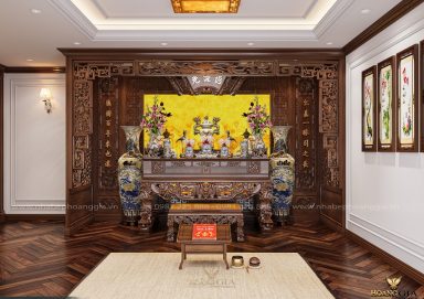 Ý tưởng thiết kế nội thất phòng thờ truyền thống ấn tượng