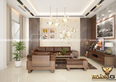 Phòng khách gỗ óc chó cao cấp cho biệt thự, chung cư cao cấp, phong cách hiện đại