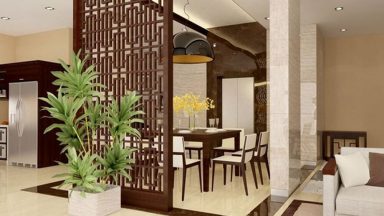 15 mẫu vách ngăn phòng khách và bếp đẹp hiện đại