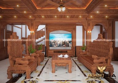 Mẫu thiết kế nội thất tân cổ điển cho biệt thự gỗ sang trọng
