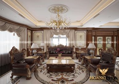 Mẫu thiết kế không gian phòng khách cho biệt thự phong cách cổ điển đẳng cấp