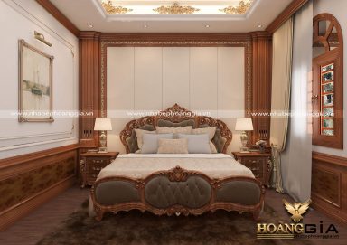 Mẫu thiết kế nội thất phòng ngủ gỗ tự nhiên sang trọng