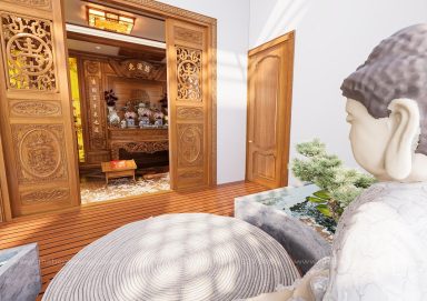 Gợi ý thiết kế phòng thờ có khu thiền của nhà anh Dũng (Đồng Nai)