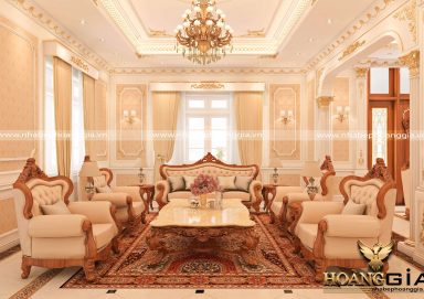 Tinh tế đầy lôi cuốn với mẫu phòng khách nhà biệt thự tân cổ điển