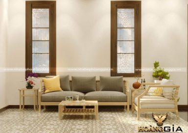 Mẫu thiết kế phòng khách đẹp phong cách Đông Dương ấn tượng