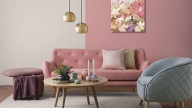 Bật mí ý tưởng thiết kế phòng khách màu hồng nhẹ nhàng đầy tinh tế