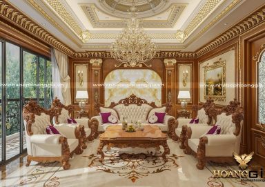 Mẫu thiết kế nội thất tân cổ điển xứng tầm với phòng khách biệt thự