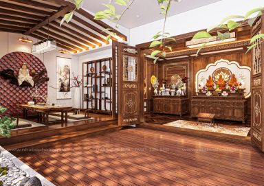 Gợi ý thiết kế phòng thờ có phòng trà vô cùng ấn tượng