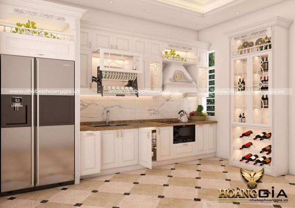 Dự án thiết kế và thi công tủ bếp tân cổ điển nhà chú Vỹ (Thái Bình)