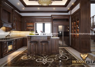 Mẫu thiết kế tủ bếp nhà biệt thự phong cách tân cổ điển TBTCD27