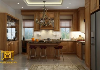 Mẫu tủ bếp tân cổ điển gỗ cẩm 01 sang trọng