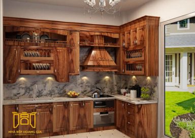 Mẫu tủ bếp đẹp gỗ cẩm 02