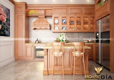 Mẫu tủ bếp đẹp gỗ gõ 12