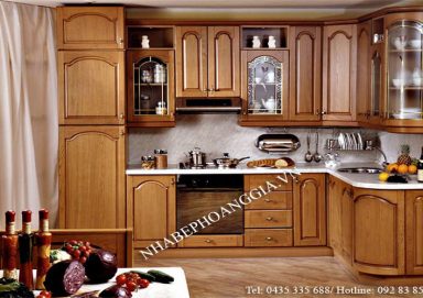 Mẫu tủ bếp hiện đại gỗ hương 05