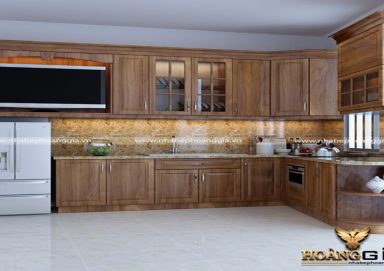 Mẫu tủ bếp gỗ lát 04