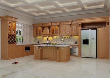 Mẫu tủ bếp đẹp gỗ tự nhiên 01