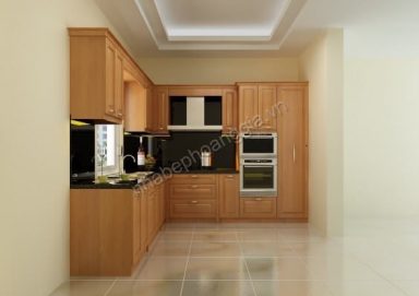 Mẫu tủ bếp hiện đại gỗ tự nhiên 02