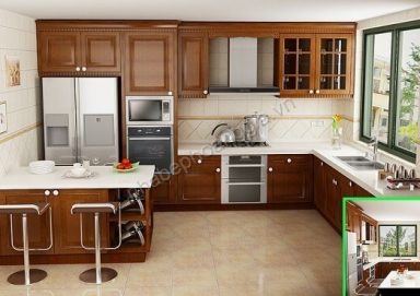Mẫu tủ bếp hiện đại gỗ tự nhiên 13
