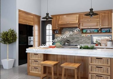 Mẫu tủ bếp gỗ sồi tự nhiên 14