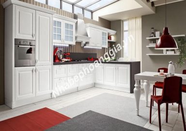 Mẫu tủ bếp sơn trắng gỗ tự nhiên 23