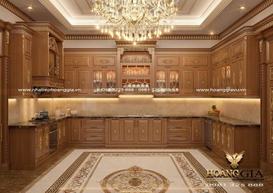 Mẫu tủ bếp tân cổ điển cao cấp xứng tầm với nhà biệt thự sang trọng