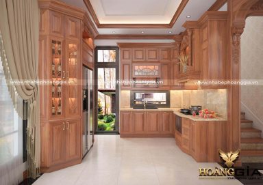 Mẫu tủ bếp đẹp tân cổ điển nhà anh Công (Hải Phòng)